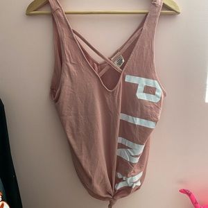 VS Pink Cross Front Knot Tank